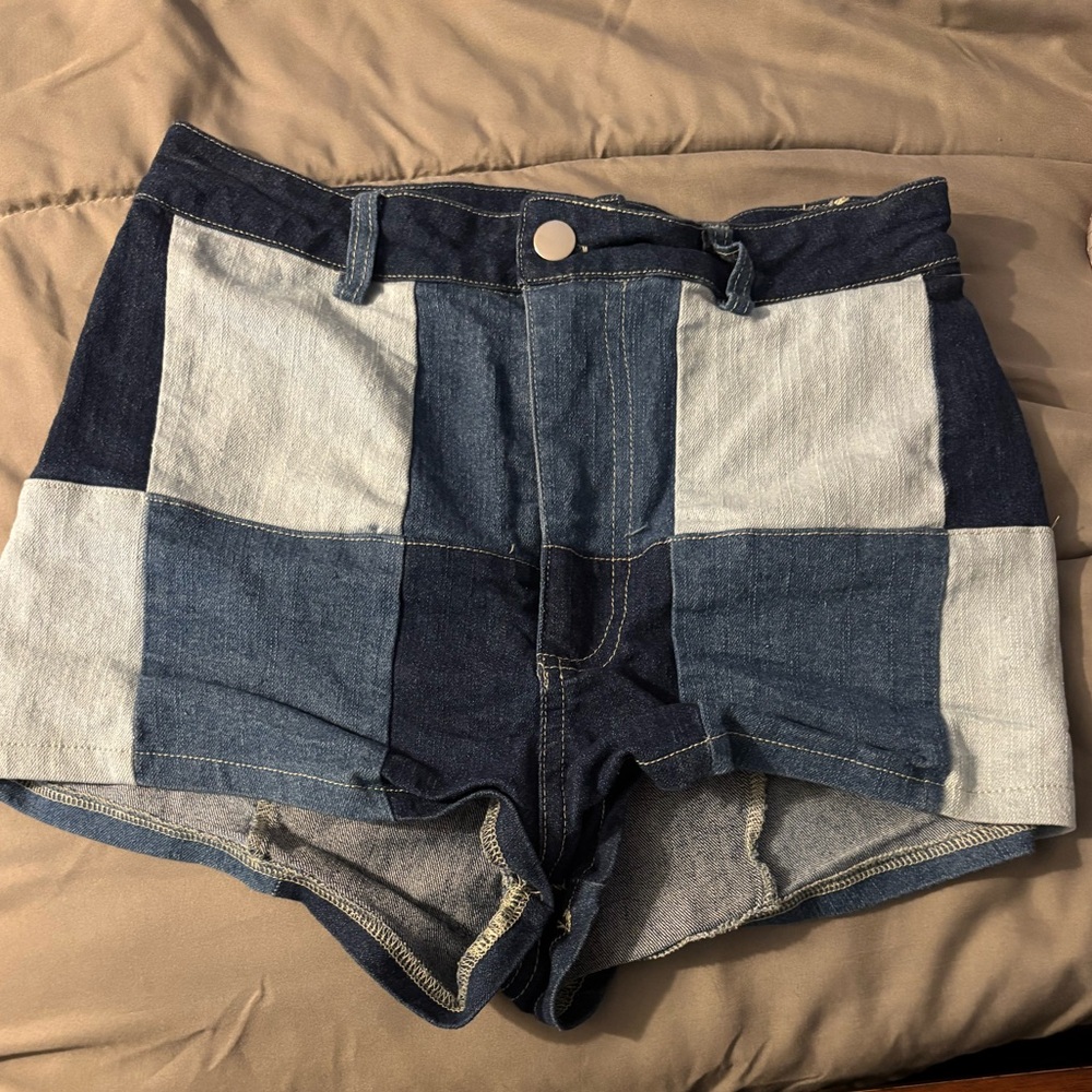SHEIN Blue Jean Shorts Color block